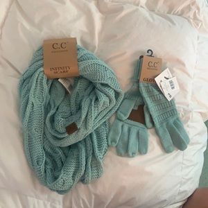 Matching C.C knit infinity scarf and gloves!!
